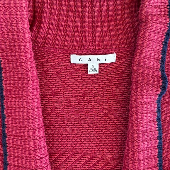 CAbi Joy Open Front Long Cardigan Knit Sweater Womens Sm Red Navy Blue Style 897 - Picture 6 of 10